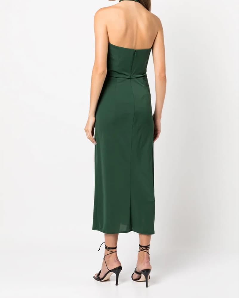 Cinq a Sept Green Halter Midi Dress - Image 2