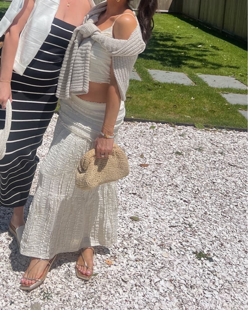 White Cream Skirt Set With Tank Top  - Image 2