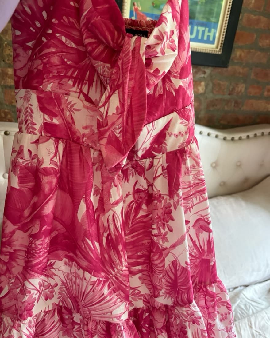 Pink Aqua Floral Dress - Image 2