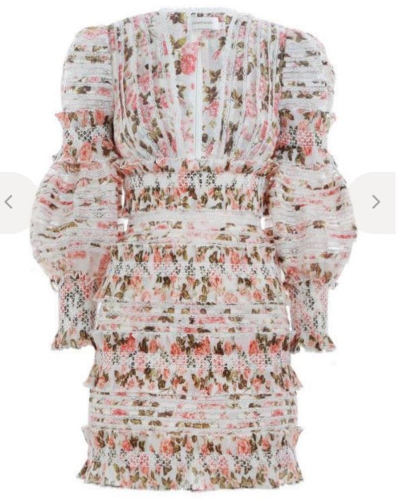 Zimmermann Smocked Mini Floral Dress - Image 1