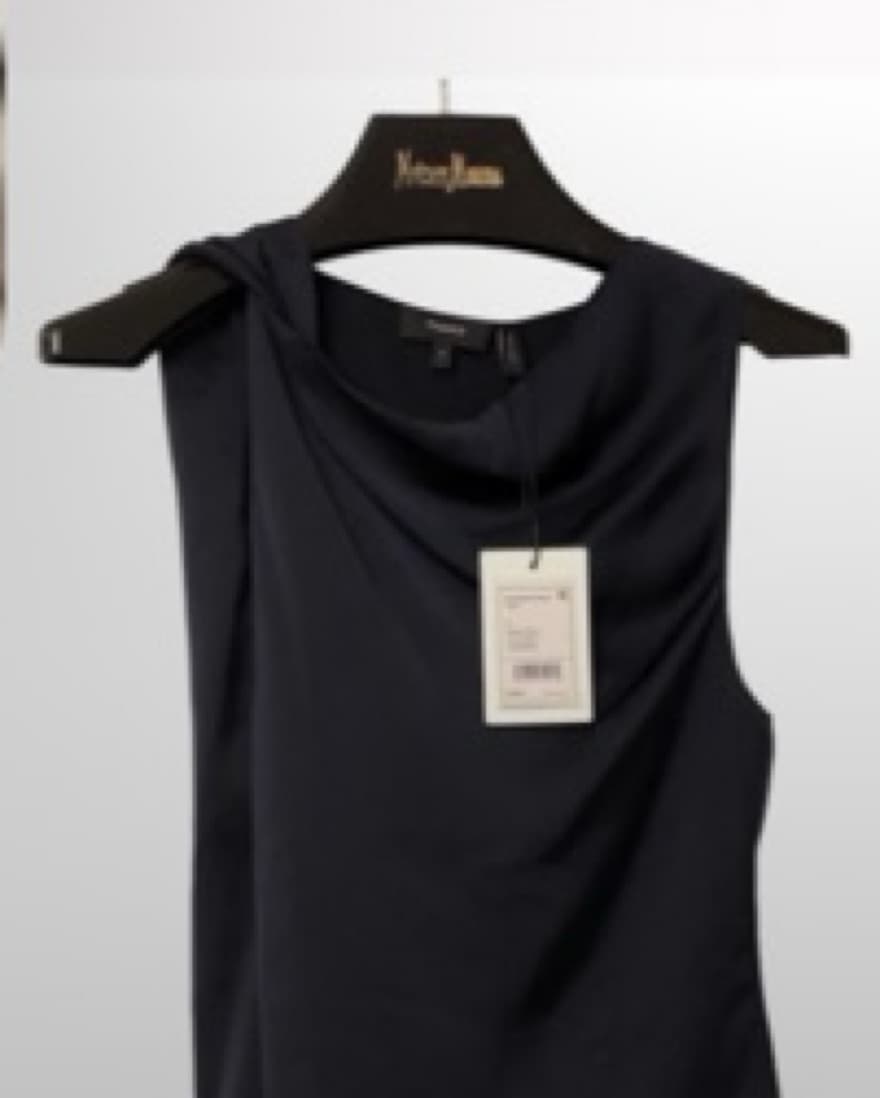 Theory Silk Draped Neck Top Deep Navy  - Image 1