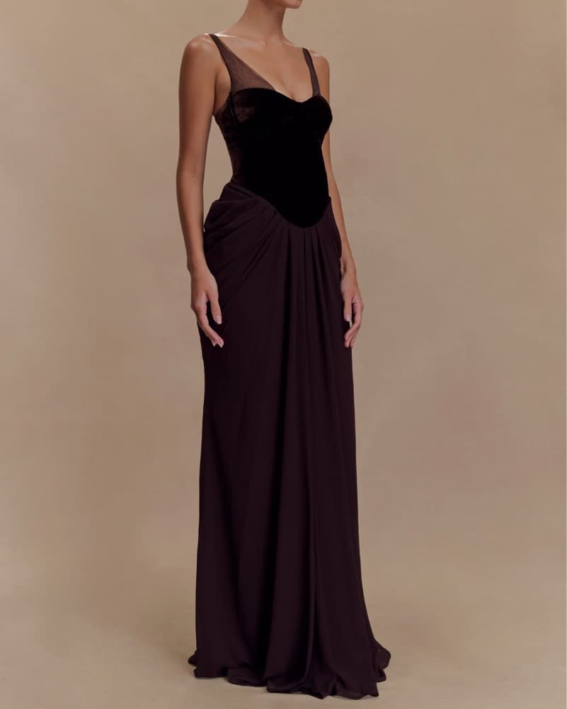 Meshki Roxanne Dress In Cacao Brown - Image 2