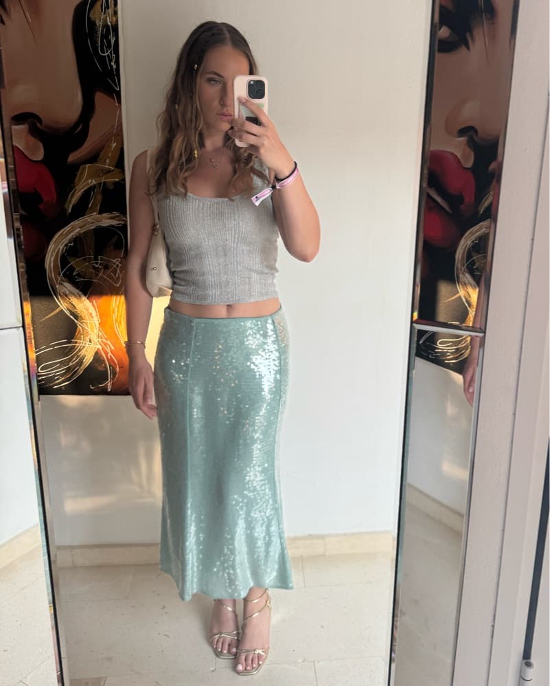 Veronica Beard Blue Sequin Midi Skirt  - Image 1