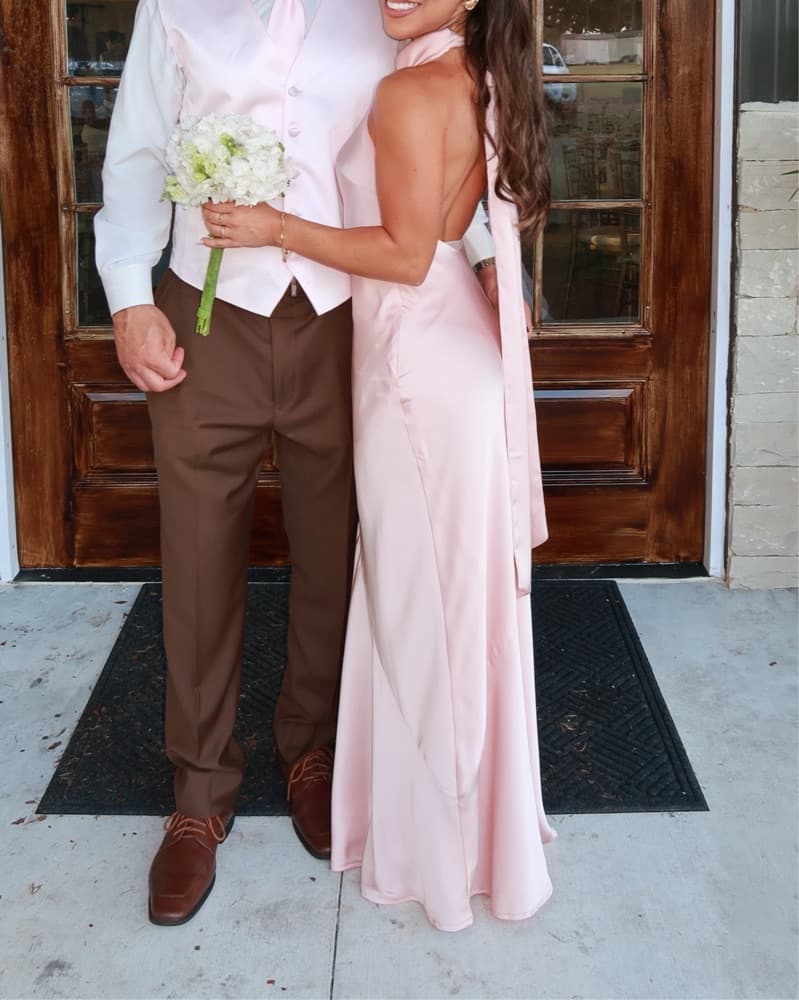 Rose Gold Satin Dress - Image 3