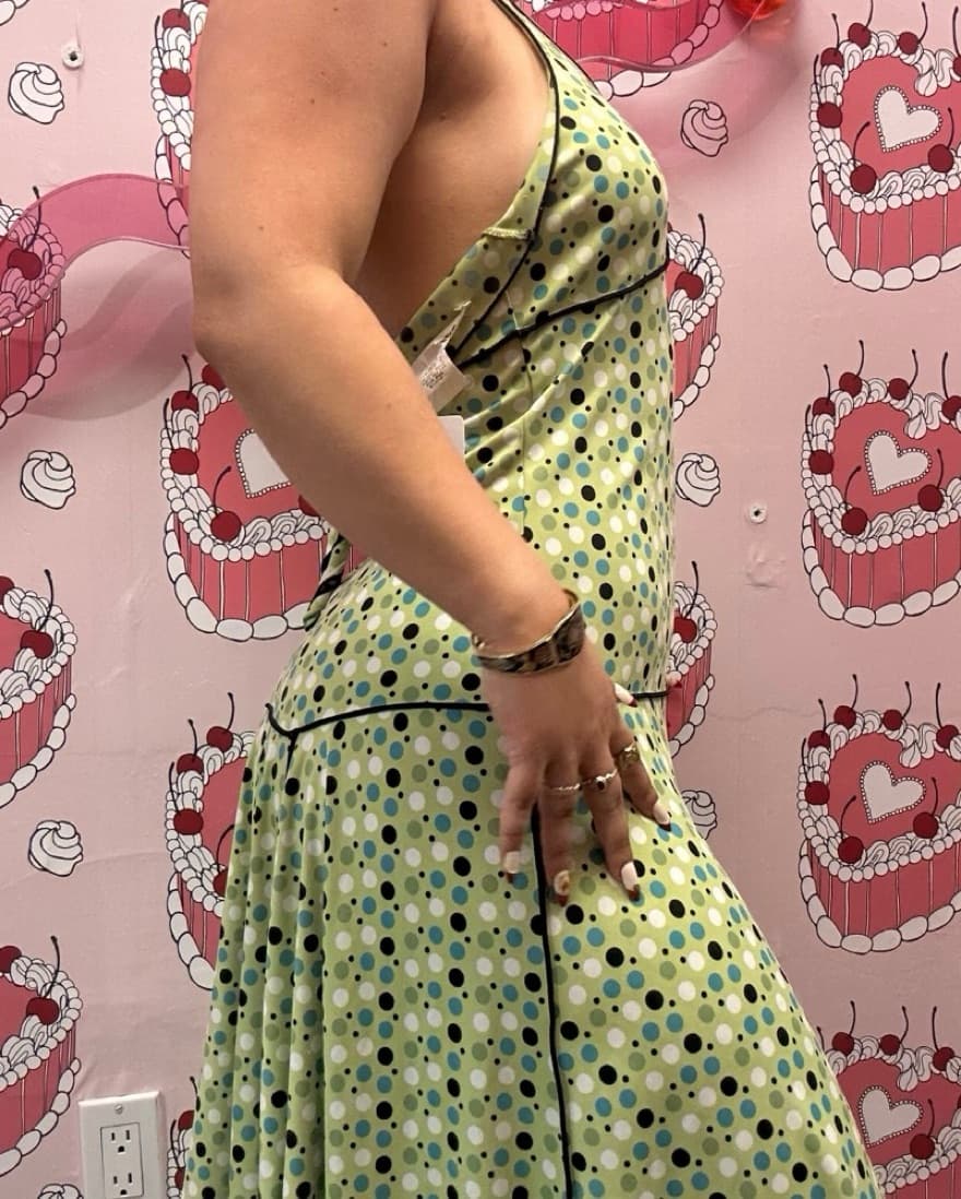 Vintage Polka Dot Halter Maxi Dress  - Image 2