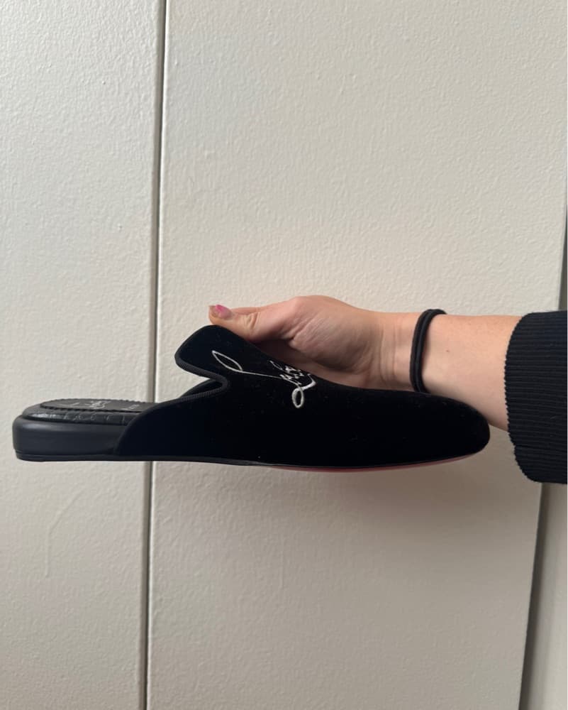 Christian Louboutin Black Velvet Loafers - Image 2