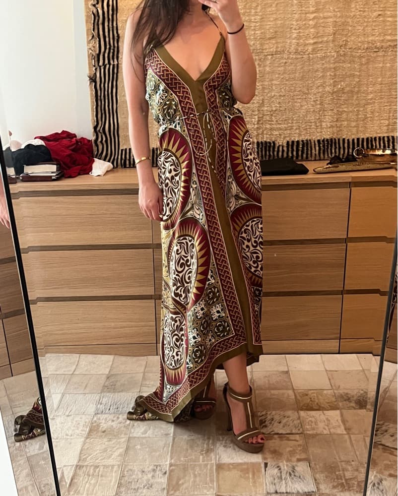 Patterned Boho Nicole Miller Silk Dress  - Image 1