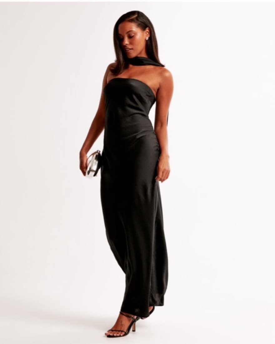 Abercrombie Maxi Black Silk Dress - Image 1