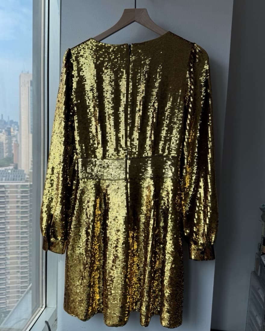 Michael Kors Gold Sequin Mini Dress - Image 6