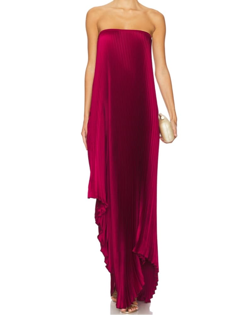 Captivating Crimson Pleated Maxi Dress - Image 1