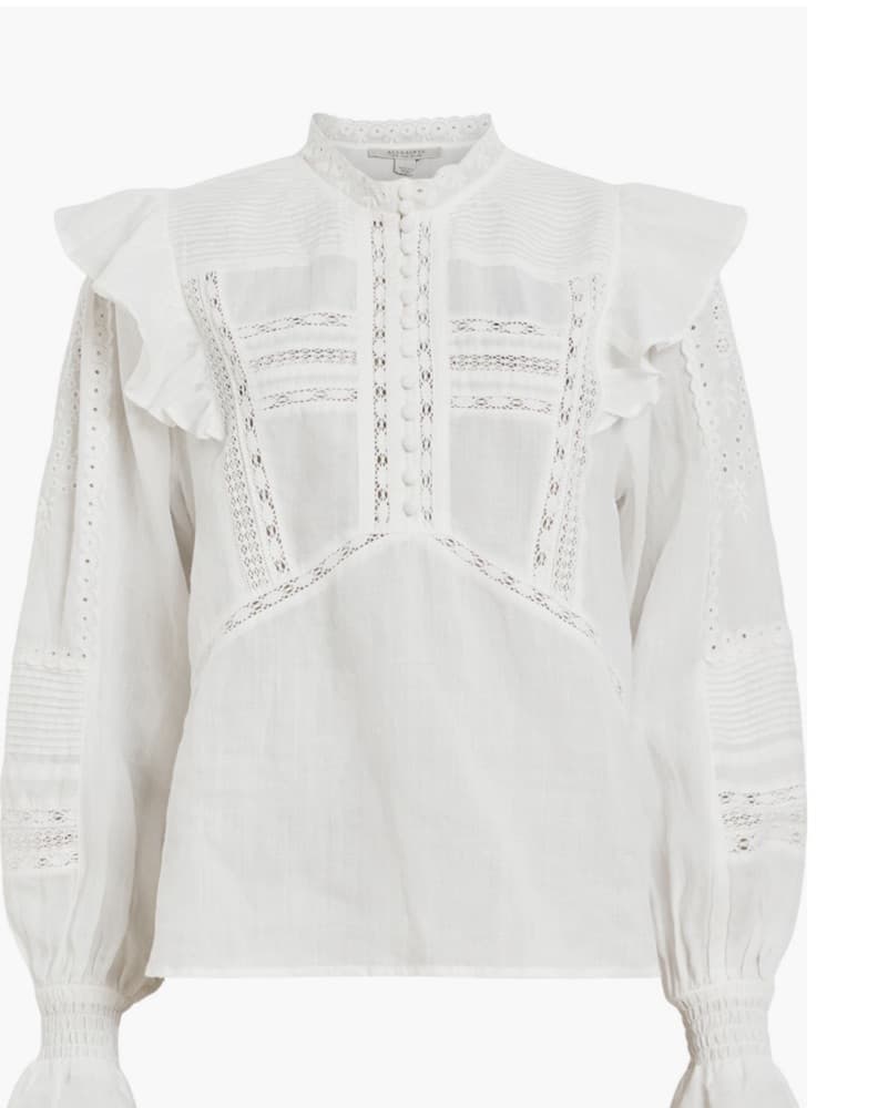 All Saints White Embroidered Blouse - Image 4