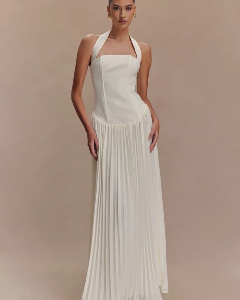 Meshki Stacie Pleated Halter Maxi Dress - Image 2