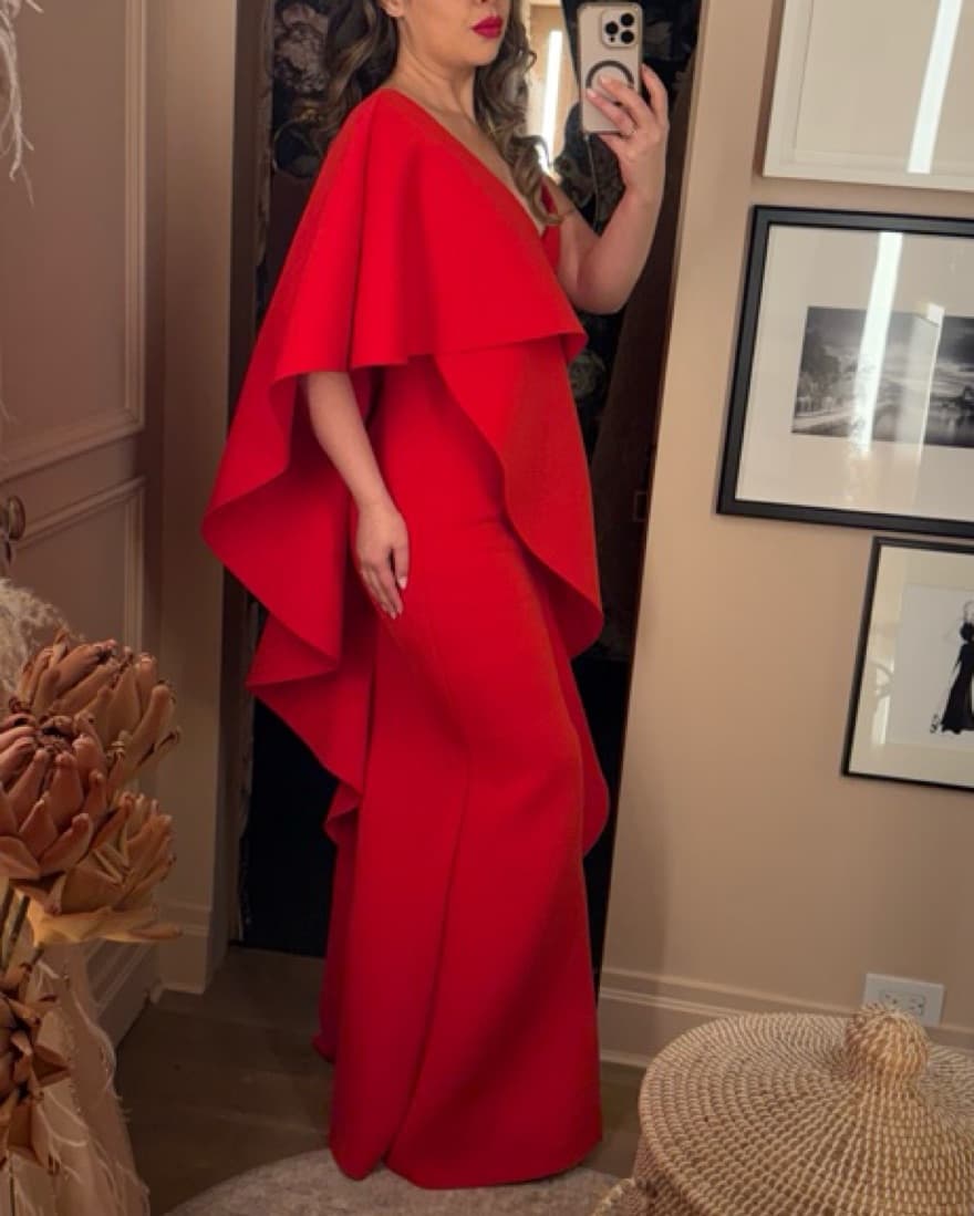 Sexy Long Red Dress With Ruffle - Image 4