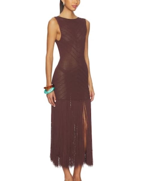 Devon Windsor Brown Fringe Dress - Image 2
