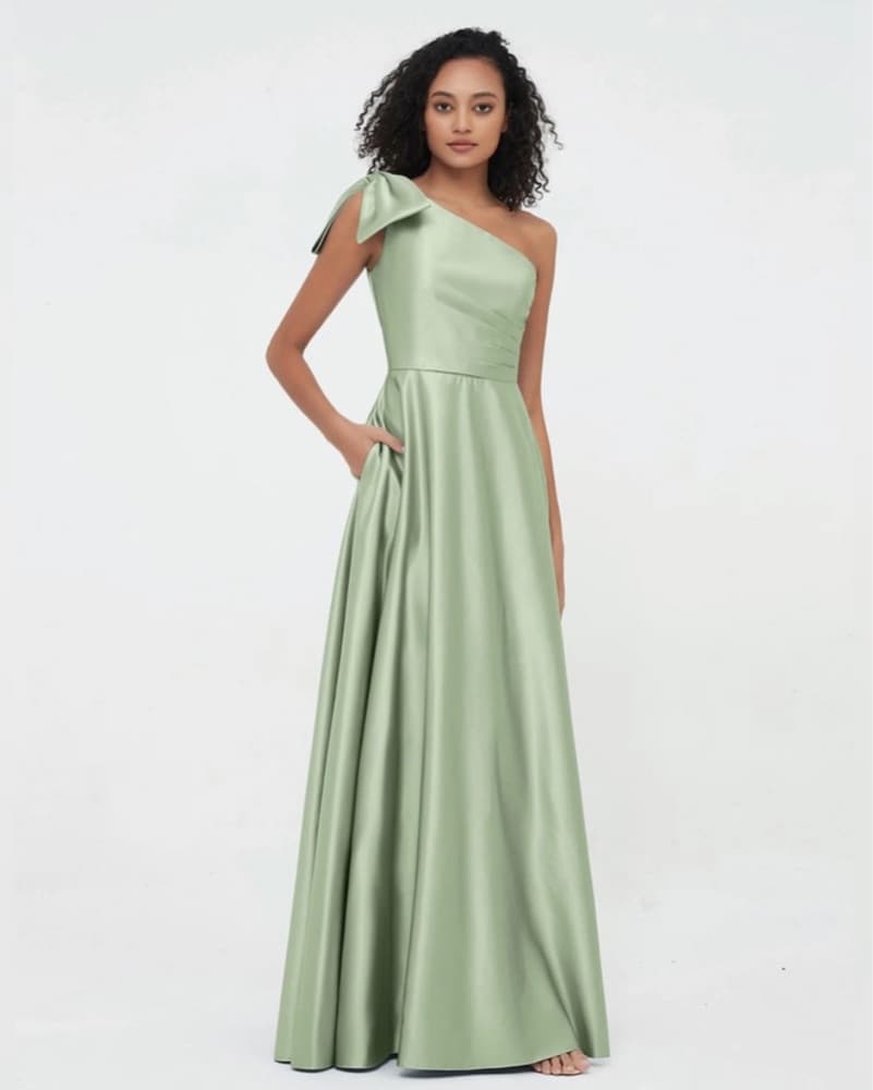 BABARONI SIGRID. One-Shoulder Long Satin - Image 1