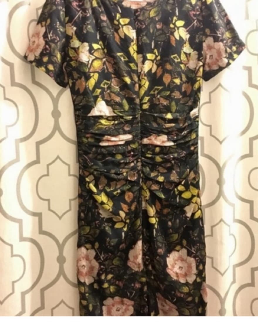 Tracy Reese Rose Pink Floral Ruched Midi - Image 3