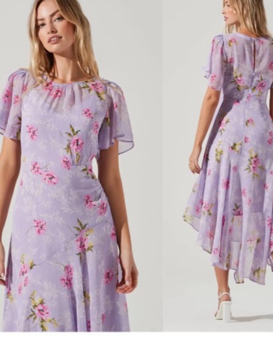Flutter Sleeve Asymmetrical Floral Maxi  - Image 3