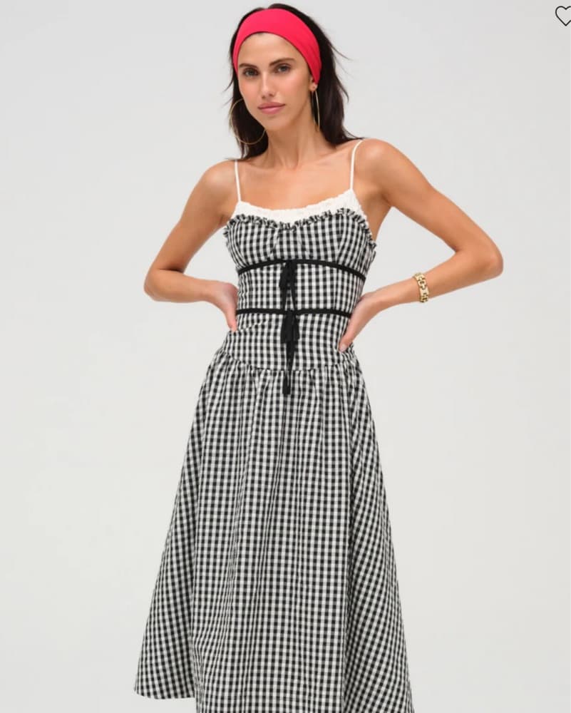 For Love and Lemons Gingham Midi Dress - Image 1