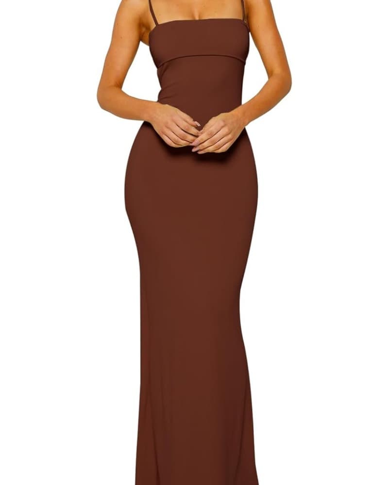 Women's Cutout Backless Brown Maxi Dress - Image 2