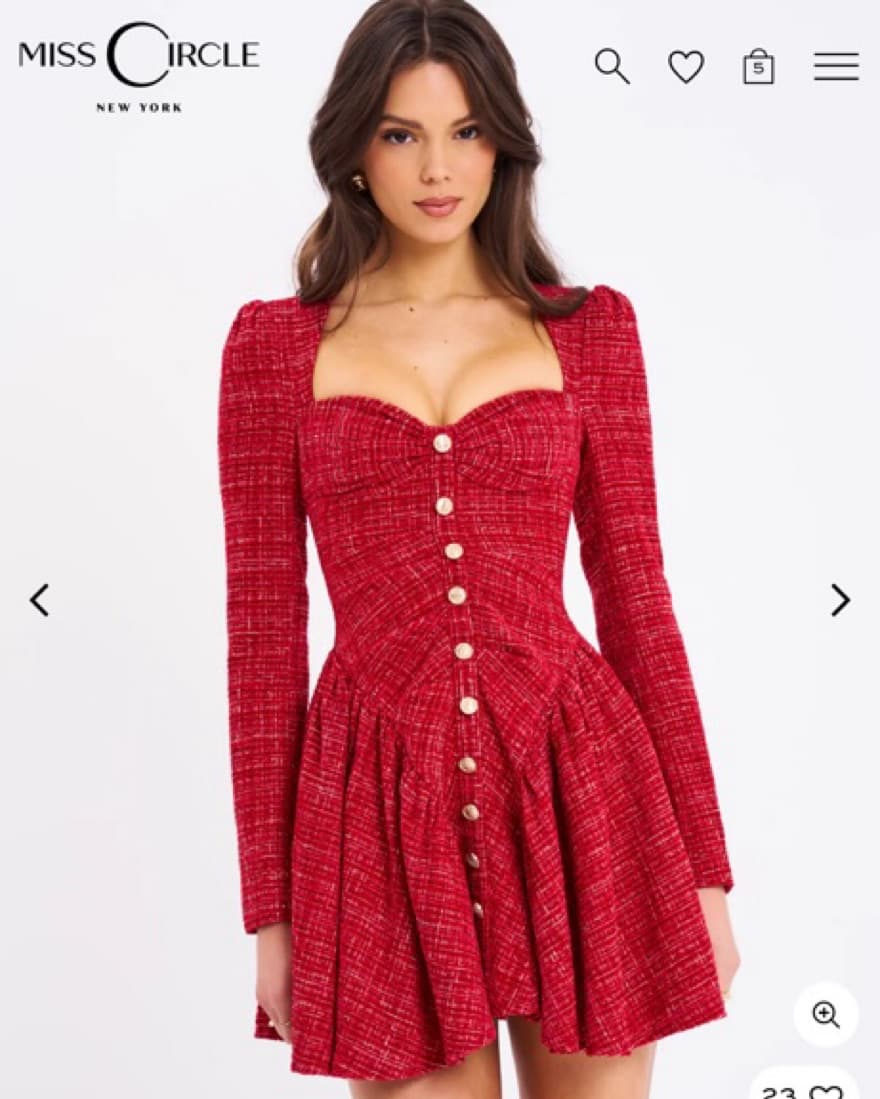 Tae Red Tweed Long Sleeve Mini  - Image 1
