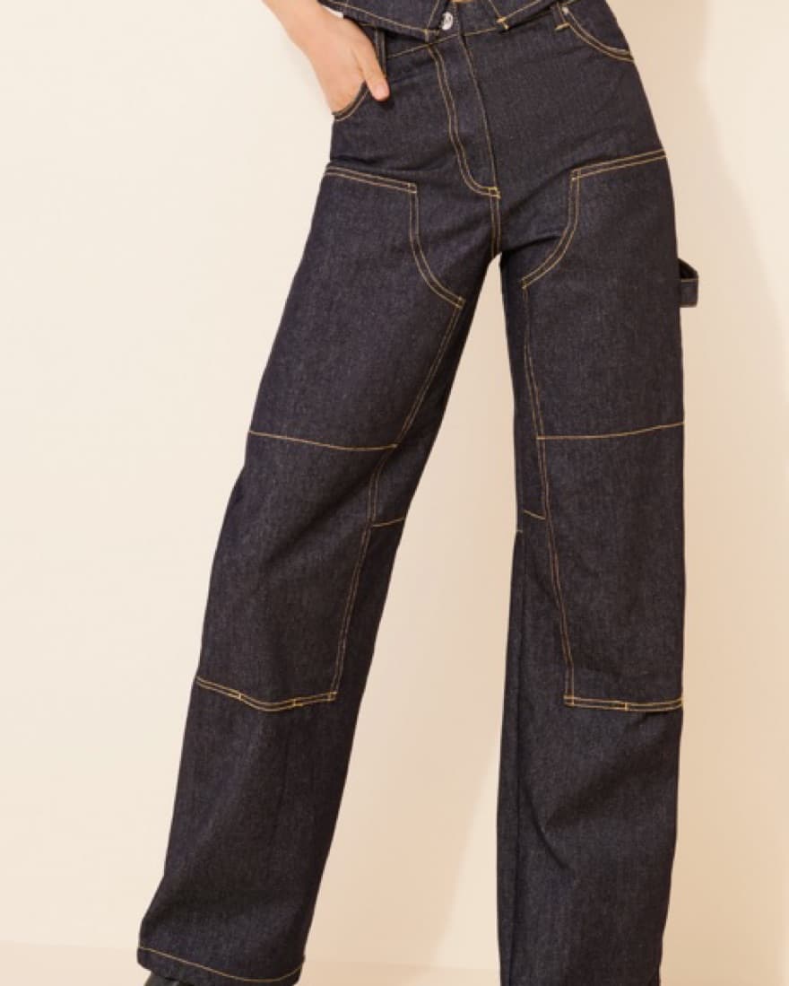 Patchy Dark Denim Straight Leg Jeans - Image 2