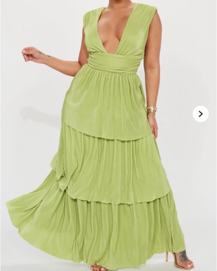 Elegant Tiered Green Dress - Image 1