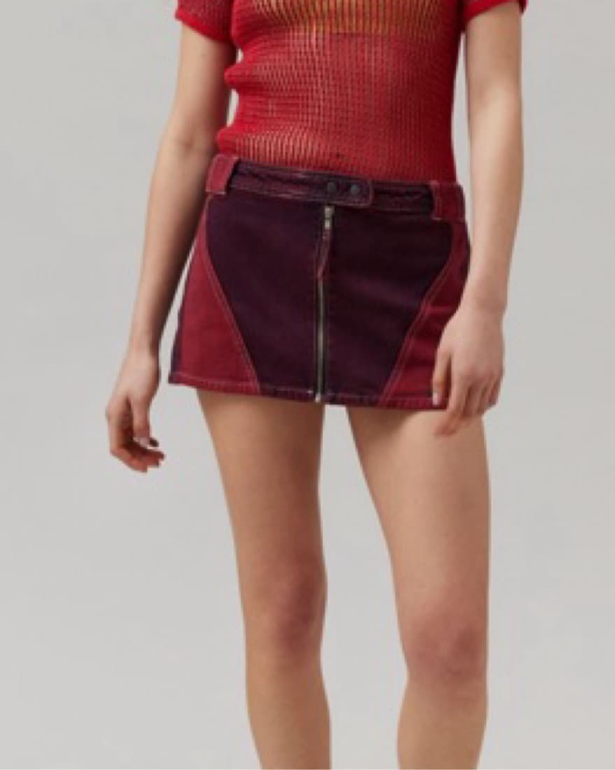 BDG red Denim Moto Skirt - Image 1