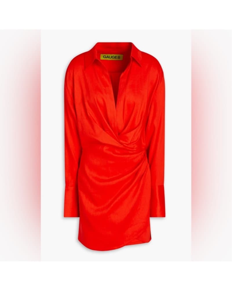 Vibrant Red Gauge81 Draped Dress - Image 5