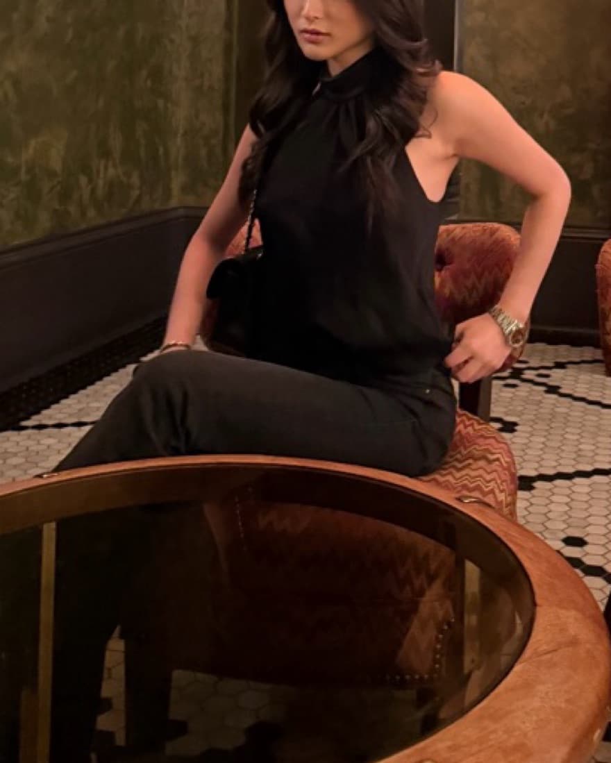 Simkhai Black Silk Halter Top - Image 2