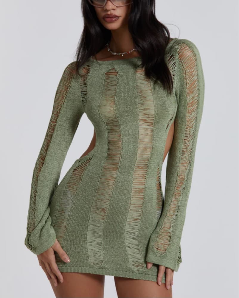 Jaded London Khaki Umbra Mini Dress - Image 1