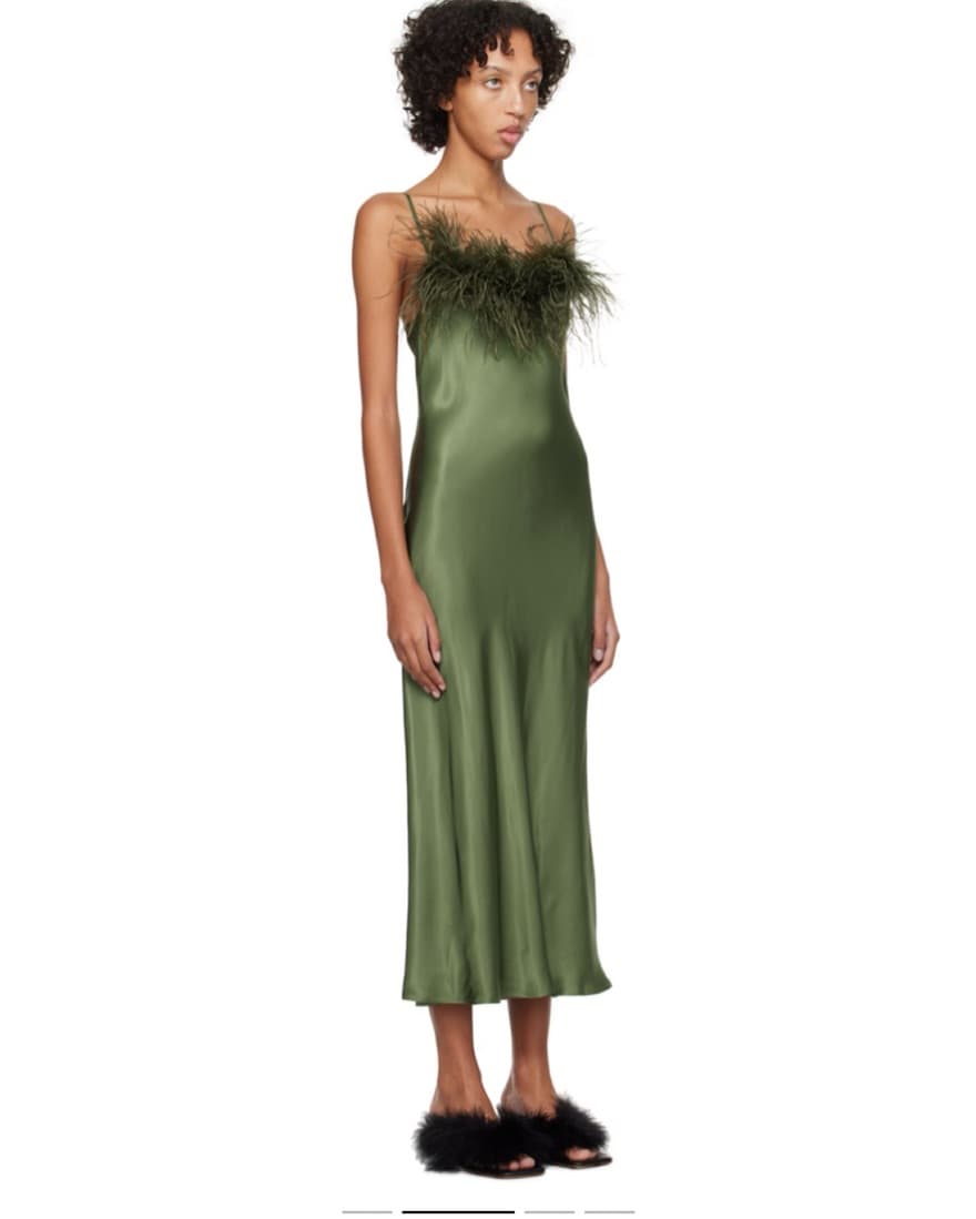 Sleeper Ostrich Feather Midi Dress - Image 3