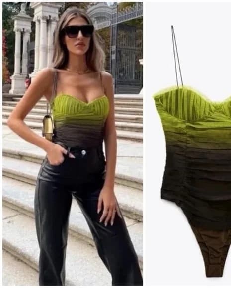 Zara Ombre Green Corset bodysuit - Image 3