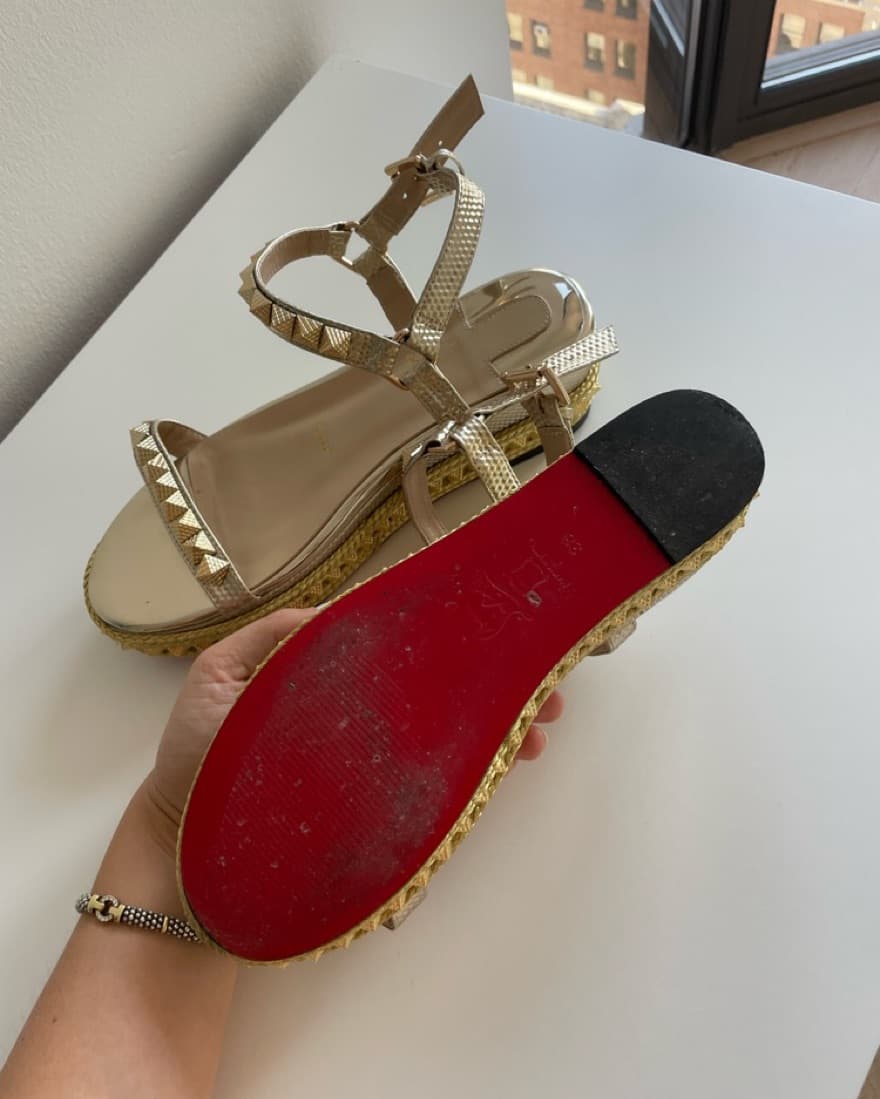 Christian Louboutin Gold Sandals - Image 4