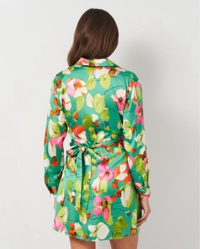 Zara Green Floral Silky Dress - Image 2