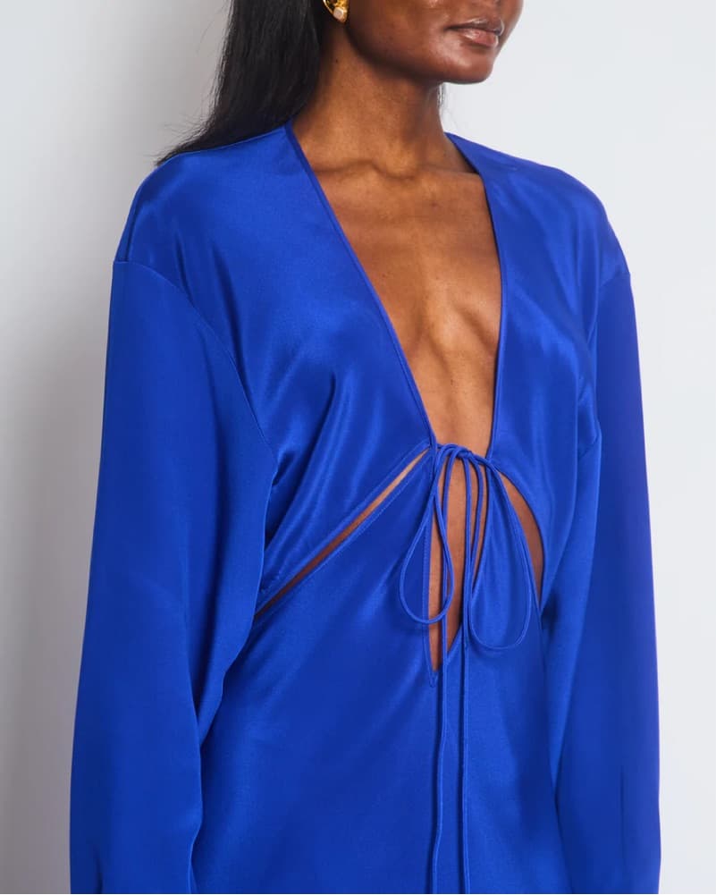 CHRISTOPHER ESBER BLUE LONG SLEEVE DRESS - Image 3