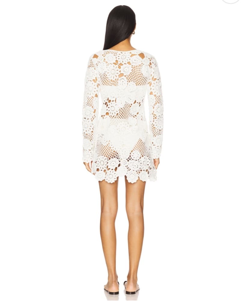 White Crochet Swim Cover-up - Image 3