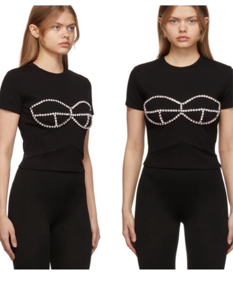 AREA Crystal Bustier Cup T-Shirt - Image 2