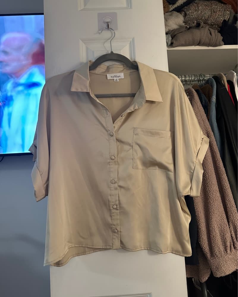 Kaileigh Scottie Satin Cropped Shirt - Image 5