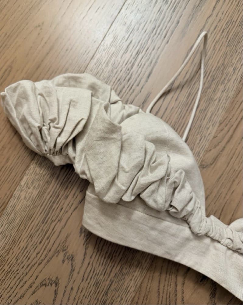 Jacquemus Beige Neutral Ruffle Crop Top  - Image 2