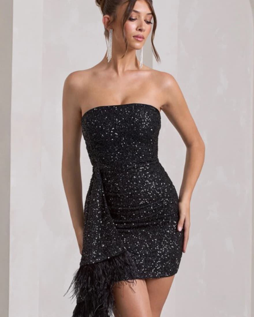 Black Sequin Club L London Dress - Image 1