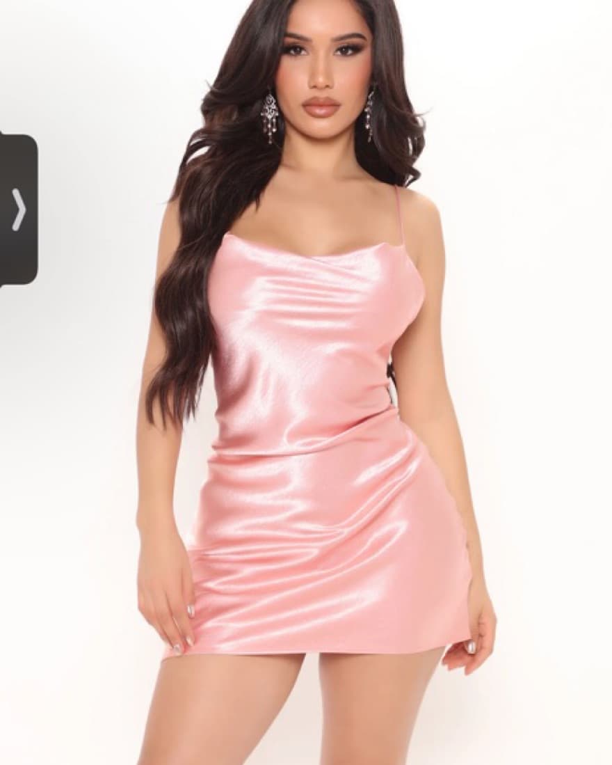 Pink Satin Mini Dress - Image 1