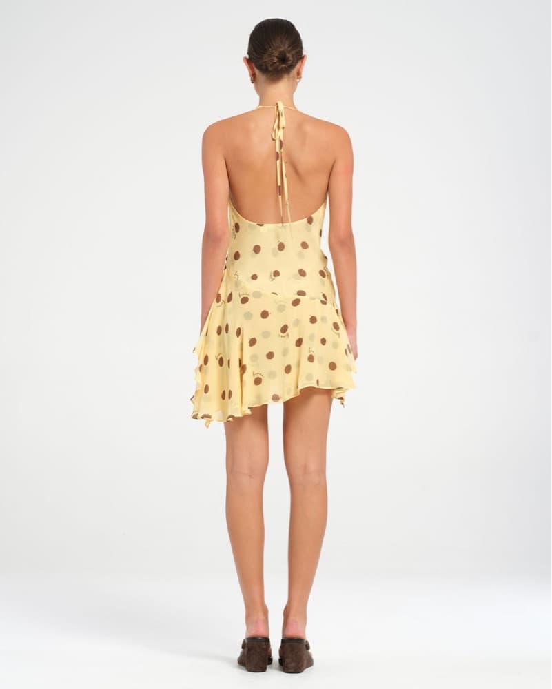 Polka Dot Halter Ruffle Mini Dress - Image 3
