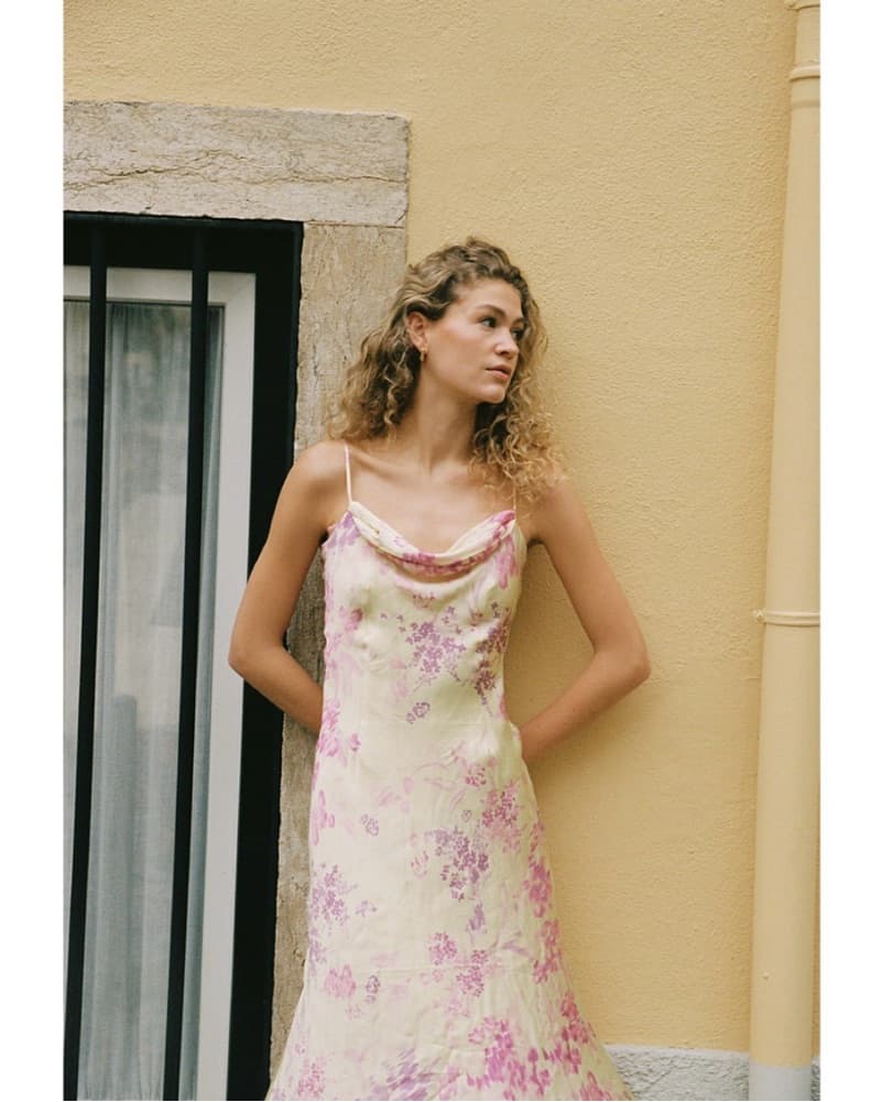 Dreamy Butter Yellow Floral Midi Dress - Image 2
