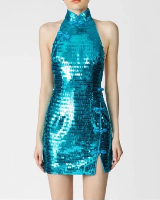 Blue Sequin Halter Dress (SAU LEE) - Image 1