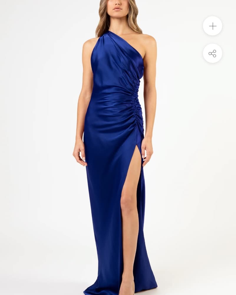 Elegant One-Shoulder Cobalt Blue Gown - Image 5
