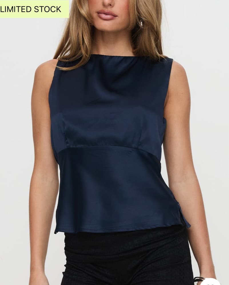 Princess Polly - Satin Navy Top  - Image 1