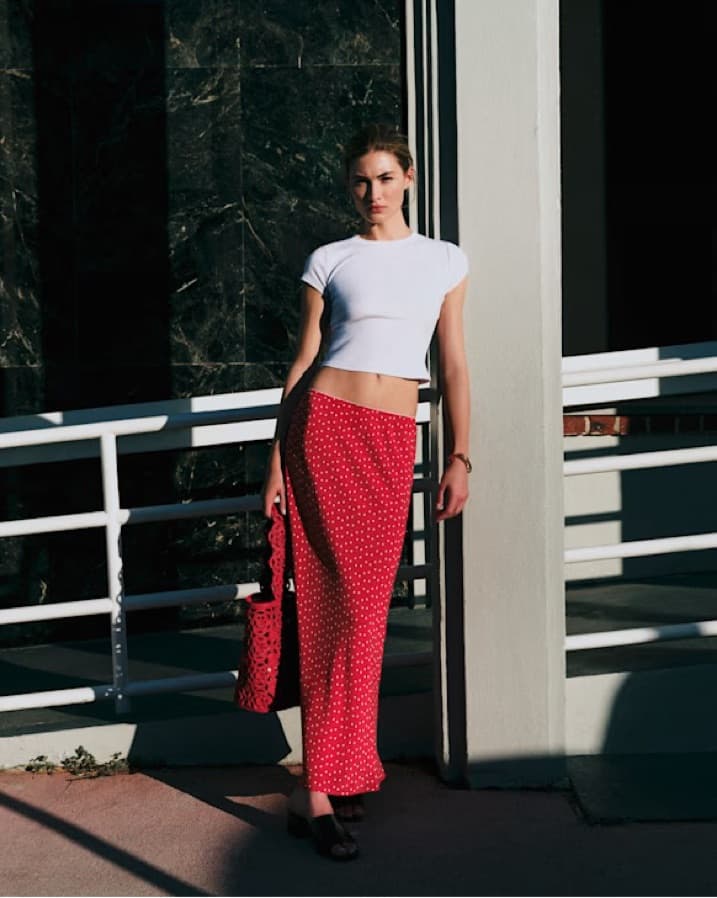 Sezane Red Sally Polka Dot Slip Skirt - Image 1