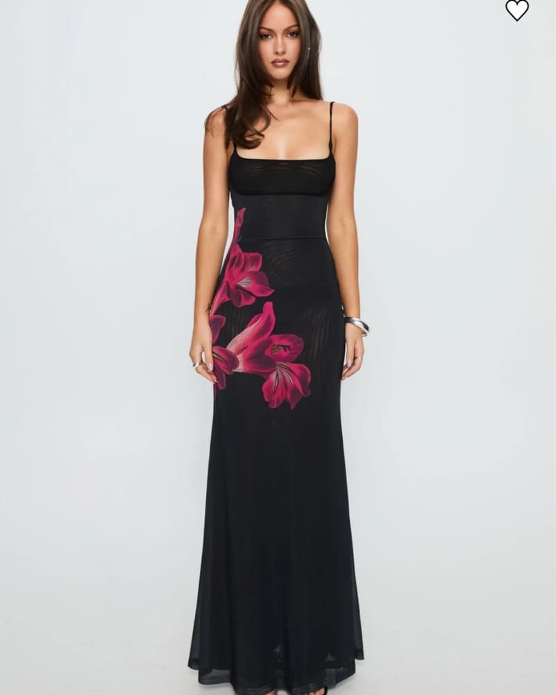 Fiadora Mesh Maxi Dress Black Floral - Image 4