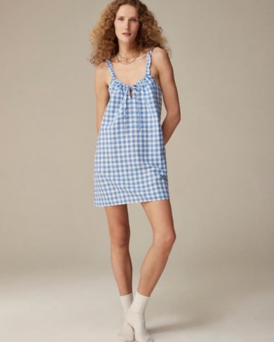 Blue Gingham Mini Dress - Image 3