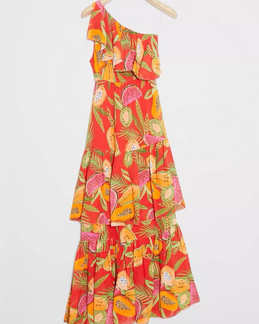 Farm Rio Papayas One-Shoulder Maxi Dress - Image 3